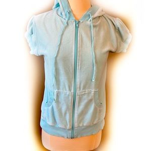 BLUSH baby blue velour zip up hoodie size small